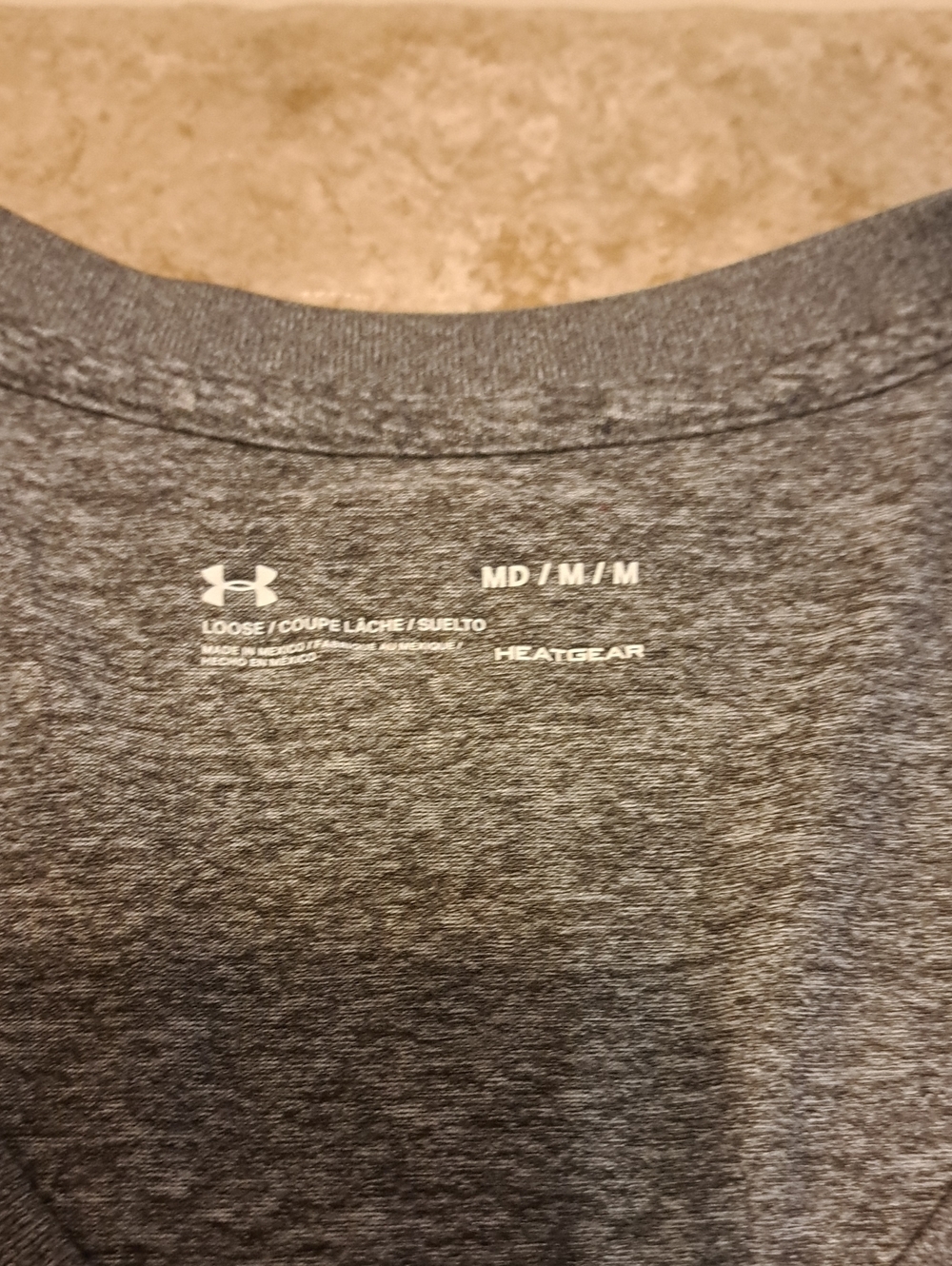 Lot Of 2 Under Armour Heat Gear- Blue Heather- Gray Heather Performance Tee - Picture 10 of 13